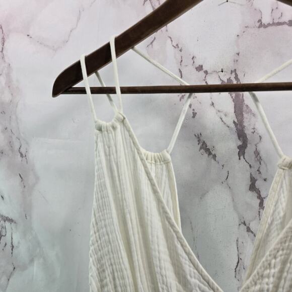 By Anthropologie Dress Womens Medium White Gauzy Cut Out Cover Up Maxi Tank - Picture 2 of 12